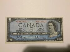 CANADA 1954 RARE DOLLAR 5 $ * BILLET DE REMPLACEMENT RC / HORS CENTRE