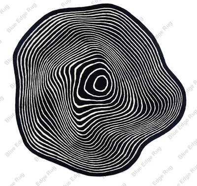 optical illusion Round Wool Rug 100% Woolen Area Rug For Hall Kitchen Living Rug - Image 1 of 4