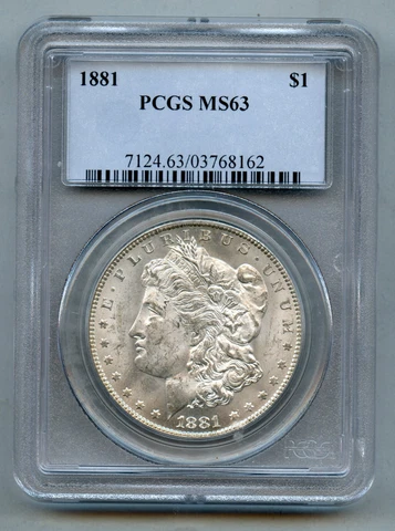 1881 Morgan Silver Dollar PCGS MS 63 Cover