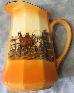 Coaching Orange Milk Pitcher Creamer Czechloslovakia - Picture 1 of 7