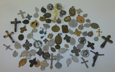 Large Lot of 70 Vintage Religious Roman Catholic Blessed Medals Crucifix