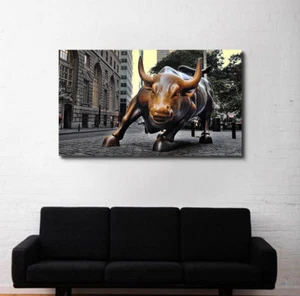 Wall Street Bull Market Art - Leinwand oder glänzend - Größe auswählen - Wolf of Wall Street - Bild 1 von 7