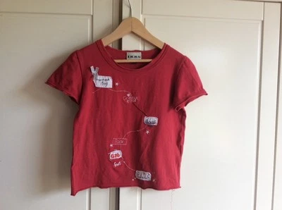 IKKS girls' t-shirt in deep red, French size 5 year old. Used once only! - Image 1 of 4