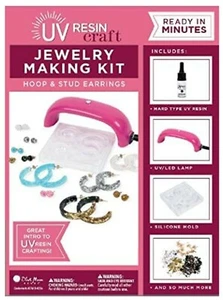 UV Resin Craft Hoop & Stud Earring Jewelry Making Kit w/ Lamp - Picture 1 of 3