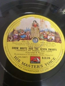 SNOW WHITE AND THE 7 DWARFS- SOME DAY MY PRINCE WILL COME & DWARFS YODEL  78`s - Picture 1 of 4