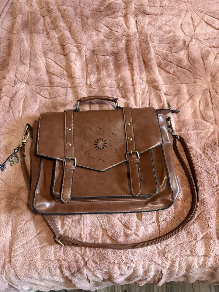 ECOSUSI Mochila Maletín Cuero Laptop Mensajero -Café Foto 1 de 4