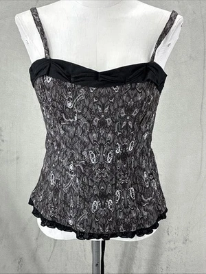 Винтажный корсет Y2K Tripp nyc топ XL кружевные черепа гранж готический стимпанк - Изображение 1 из 4