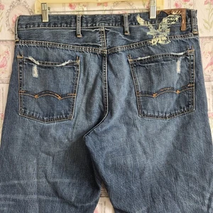 Men's American Eagle Bootcut Jeans Distressed Dark Wash Denim 38x32 Big Eagle  - Picture 1 of 9