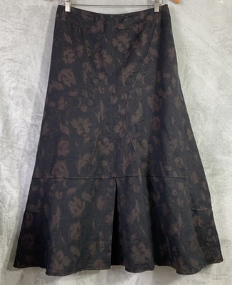 Maxi Falda Jill Línea A Talla 8 Marrón Negro Floral Mezcla Lana Plisado Capricho Foto 1 de 4