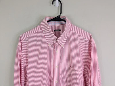 J. McLaughlin Shirt Men's Extra Large Pink Button Down Long Sleeve Striped - Image 1 of 4