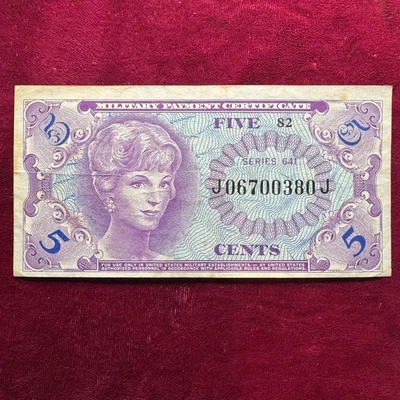 5 Cent Military Payment Certificate 0380J Series 641 - Image 1 of 4