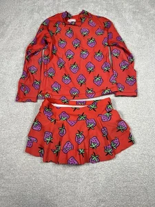 Hannah Anderson Kids Bathing Suit Strawberry Print Ruffled Bottom Size 8 - Picture 1 of 10
