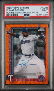 PSA 9 /25 Kumar Rocker 2025 Topps Chrome Rookie Auto Orange Refractor Wave - Picture 1 of 2