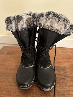 Khombu Botas de Nieve Mujer 8 Ellie Gamuza Cuero Impermeables Invierno Negro Imitación Piel Foto 1 de 4