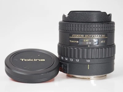 Used Working Good Tokina AF 10-17mm F/3.5-4.5 AT-X Fisheye Lens for Canon - Image 1 of 4