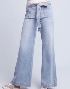 Pilcro and the Letterpress Anthropologie Wide Leg Flare Belted Jeans Size 27 - Picture 1 of 12