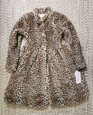 Abrigo Biscotti Niña 7/8 Leopardo Guepardo Animal Estampado Imitación Piel Estrás Botones Foto 1 de 4