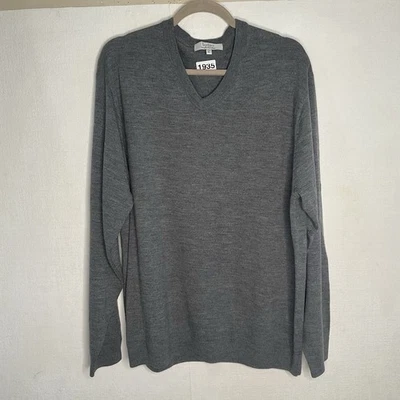 NWOT Turnbury 100% Extra Fine Merino Wool V-Neck Sweater Men Size XL Gray - Image 1 of 4