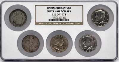 Binion 20th Century Silver Half Dollar Set NGC, Barber Walking Franklin Kennedy - Image 1 of 4