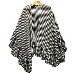 TORRID CAPE BLACK & WHITE GINGHAM/RED STRIPE RUFFLE ONE SIZE FITS ALL - Picture 1 of 8