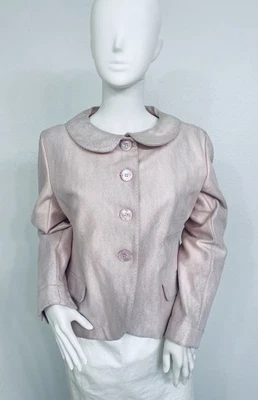 Chaqueta Blazer Valentino Rosa Algodón con Cuello Peter Pan Hecha en Italia Etiquetas 10 Foto 1 de 4