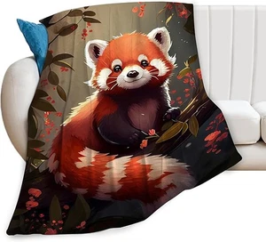 Red Panda Throw Blanket Cute Red Panda Plush Fleece Soft Cozy Red Panda Gifts - Picture 1 of 10