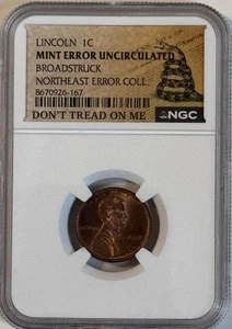 Lincoln 1992 1C Mint Error Uncirculated Broadstruck NGC Verified - Picture 1 of 4