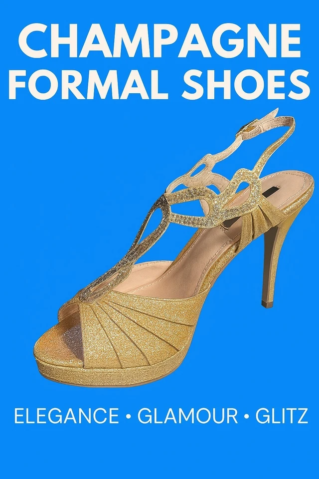 Zapatos de vestir deslumbrantes con tiras de tacón alto con estrás grandeza champán punta abierta Foto 1 de 4