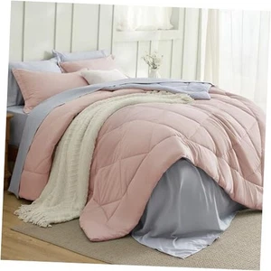  Größe Bettdecken-Set - 7-teilig wendbar Blush Pink Full 13 - Blush Pink - Bild 1 von 7