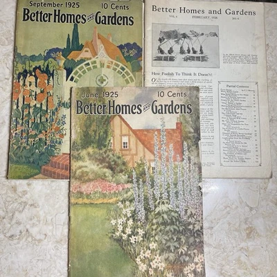 1925-1926 3 ЛУЧШИХ ДОМА И САДЫ ЖУРНАЛЫ поврежденные отличные статьи и объявления - Изображение 1 из 4