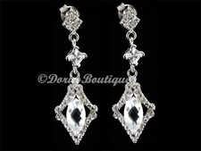 Silver Cz Earing .925 Fine Jewelry Fancy Olive Shape 925 Sterling Sterling