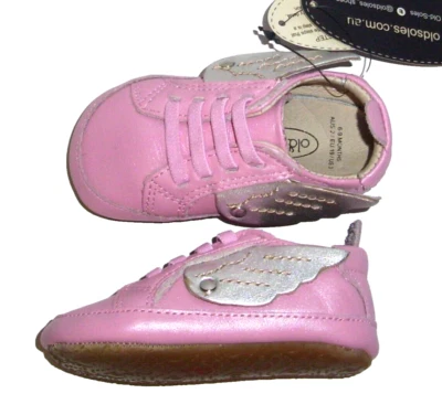 NUEVO Suelas Antiguas Talla 3 Rosa Alas de Ángel Bebé Cuna Zapatos Suaves 6-9 Meses Foto 1 de 4