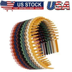 Plastic Hair Bands with Teeth, 10 Packs Thin Headbands for Women Girls Teens - Picture 1 of 8