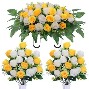 Artificial Cemetery Flower Saddles, Cemetery Memorial Flowers with Vase for G... - Picture 1 of 6
