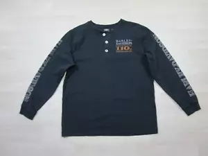 Camisa Harley Davidson Para Hombre (L) Negra 110 Aniversario Negra Manga Larga Henley - Imagen 1 de 10