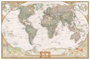 46x73cm Weltkarte Retro Geographie Bildung Bild Schule Wandde koration - Bild 1 von 11
