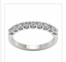 1.01 Ct. 9 Stones Vs1 F New! Diamond Wedding Band Ring 14k Wg Genuine