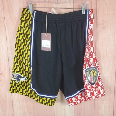Pantalones Cortos Mitchell & Ness Para Hombre Grandes Negros Baltimore Ravens Fútbol Cordón Foto 1 de 4