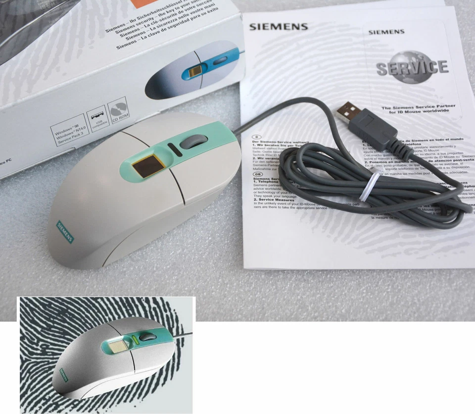USB ID Mouse Siemens Software Fingerprint For Win98 XP 2000 C98451-D6100-A10-2 - Image 1 of 1