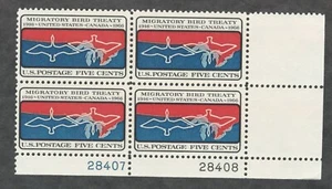 US. 1306. 5c. Migratory Bird Treaty Issue. Plate Block of 4. MNH. 1966 - Picture 1 of 2