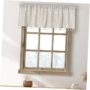 Boho Tassel Kitchen Valances for Windows Modern 55W x 15L- 1 Panel Natural - Picture 1 of 8