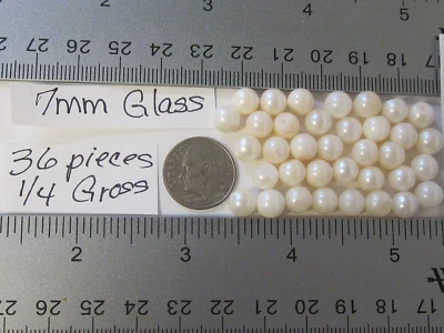 Lote de 36 piezas de colección 7 mm 1 agujero VIDRIO perlas bolas crema joyería artesanía reparación JAPÓN Foto 1 de 4