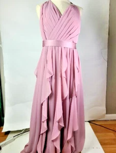 Vera Wang White Gown Ruffles Halter Pink Size 16 - Picture 1 of 5