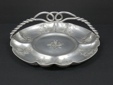 Vintage Aluminum Serving Basket Tray with Twisted Handle #