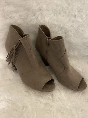 Botines al tobillo Western Peep Toe borla flecos boho moda talla 8,5 color tobillo soda Foto 1 de 4