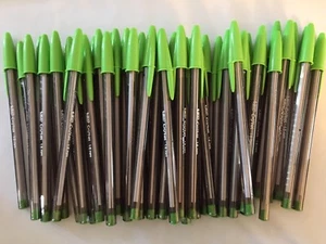 50 GREEN Bic Cristal Ballpoint Pens 1.6mm,X-tra Bold ~ SALE PRICE!! - Picture 1 of 2