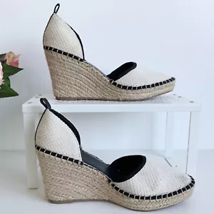 Top shop esparadrille shoes wedges 8 uk beige black colour block summer heels - Picture 1 of 9