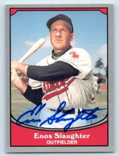 1990 Pacific Legends #50 Enos Slaughter Signed Card NM