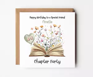 Personalisierte Karte 40. Geburtstag Kapitel 40 - Freundin Tochter Nichte Schwester Bücher - Bild 1 von 2