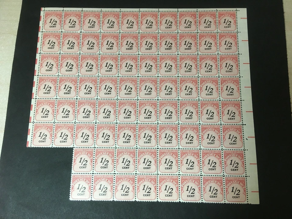 #J88  1/2 ¢ POSTAGE DUE Large block of 76 mint NH  OG - Image 1 of 1